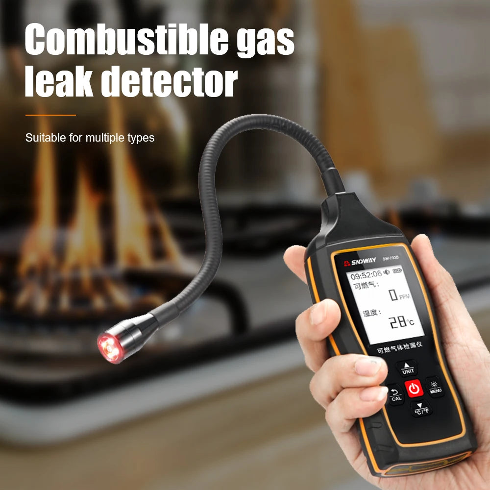 Combustible Gas Detector SW-733A Propane CO Hexane Methane Leak Indicator Port Natural Measure Range 0-100% LEL With Alarm Combustible Gas Detector SW-733A Propane CO Hexane Methane Leak Indicator Port Natural Measure Range 0-100% LEL With Alarm